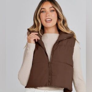 Women's Brown Puffer Vest